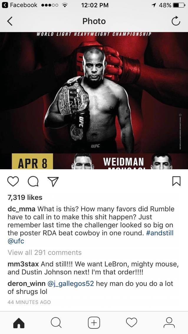 cormier cries about ufc 210 poster