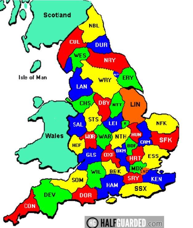 Map of England counties