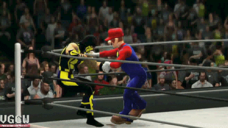 Mario wrestling mortal kombat KO