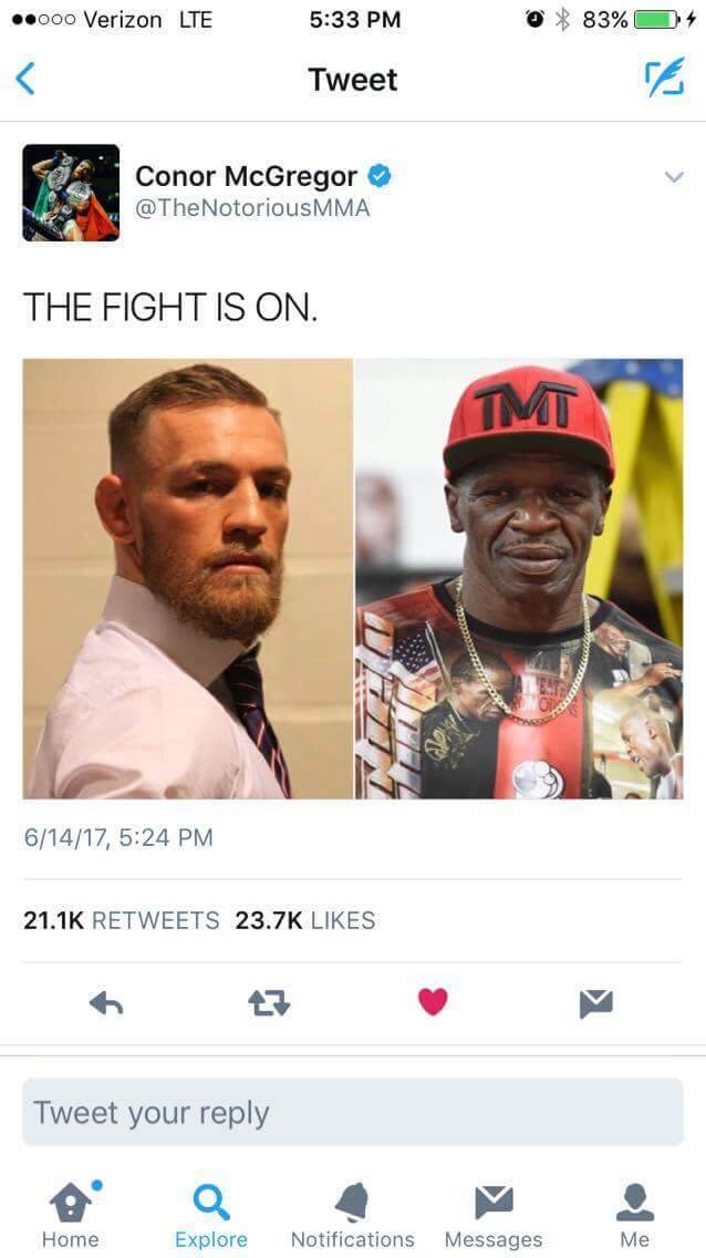 Conor vs Floyd confirmation tweet