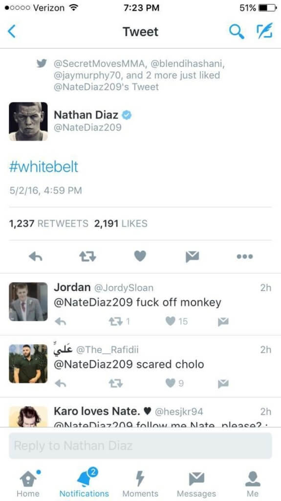 nate diaz tweet