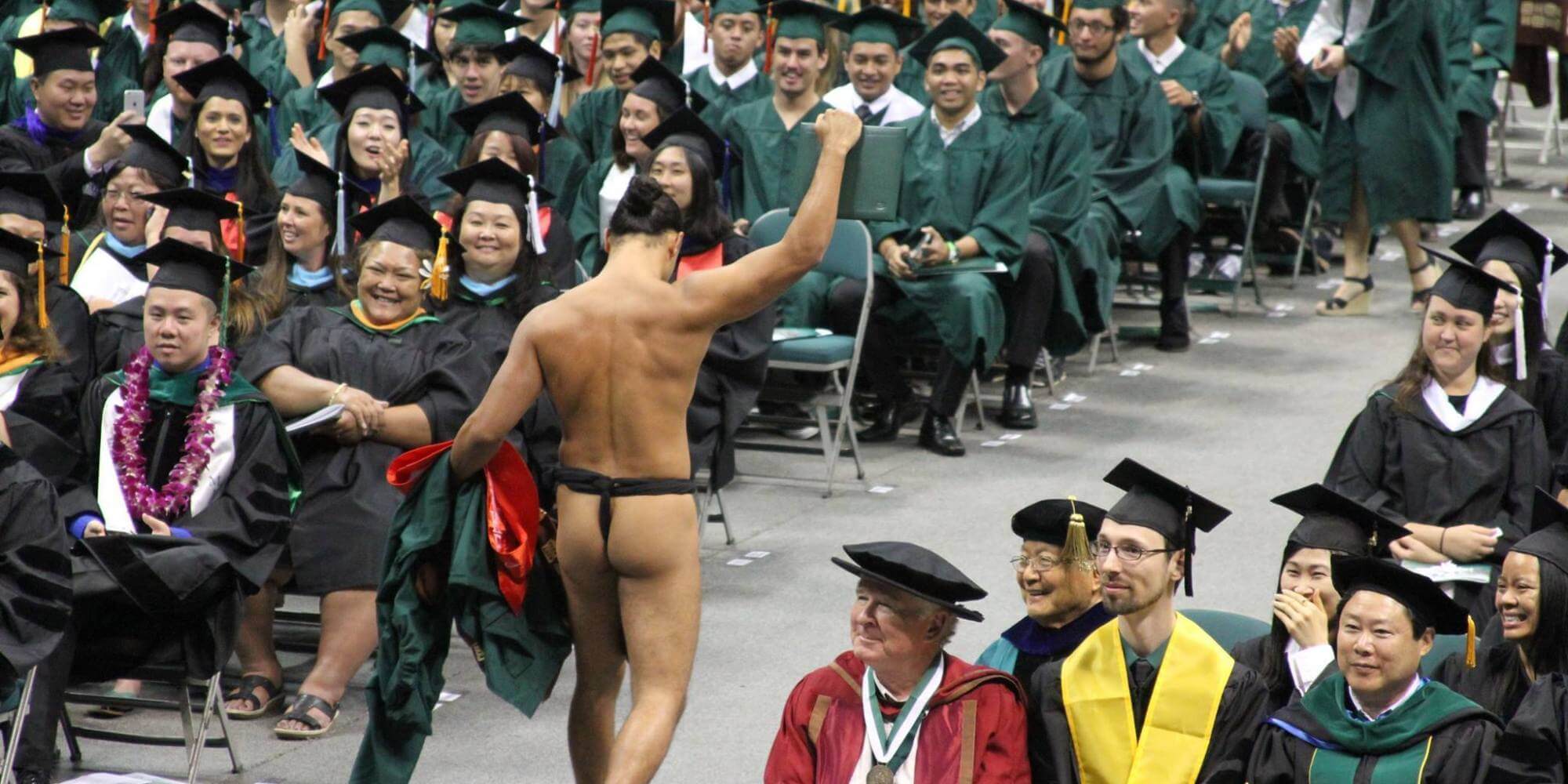 naked graduation student.